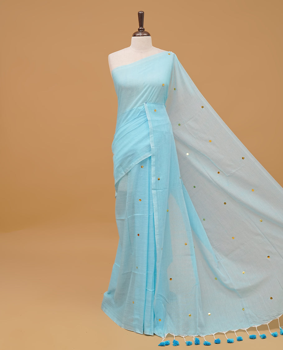 Sky blue Colour Mul Cotton saree