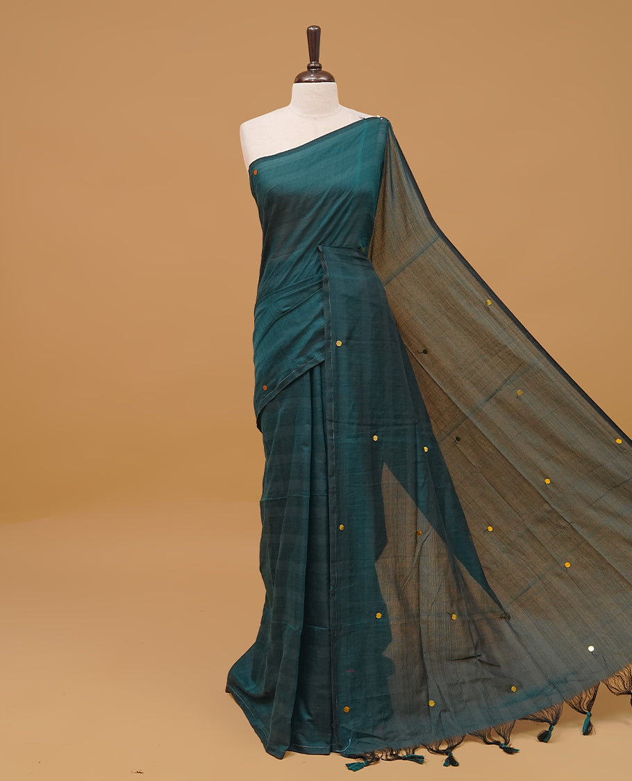 Teal Green Colour Mul Cotton saree