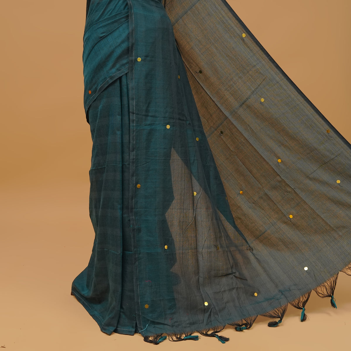 Teal Green Colour Mul Cotton saree