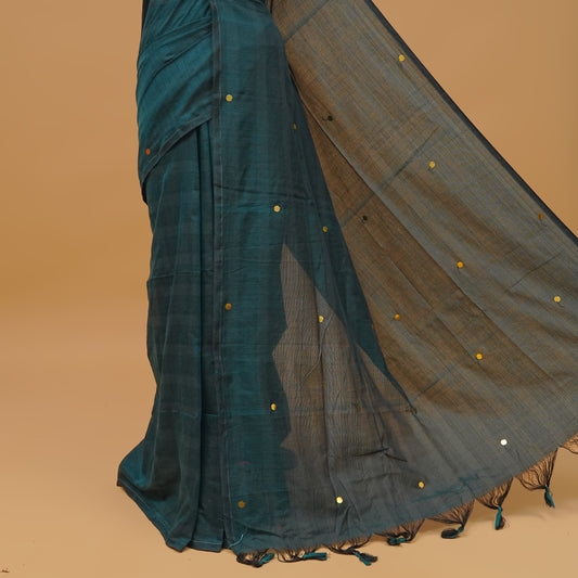 Teal Green Colour Mul Cotton saree