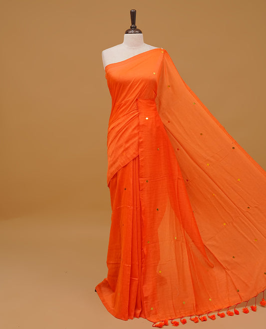 Orange Colour Mul Cotton saree