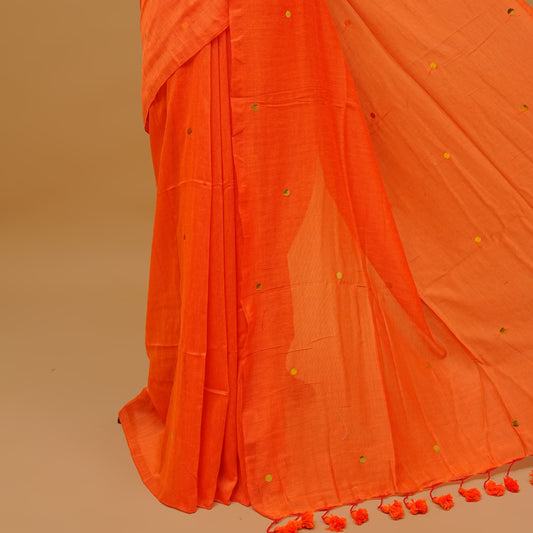 Orange Colour Mul Cotton saree