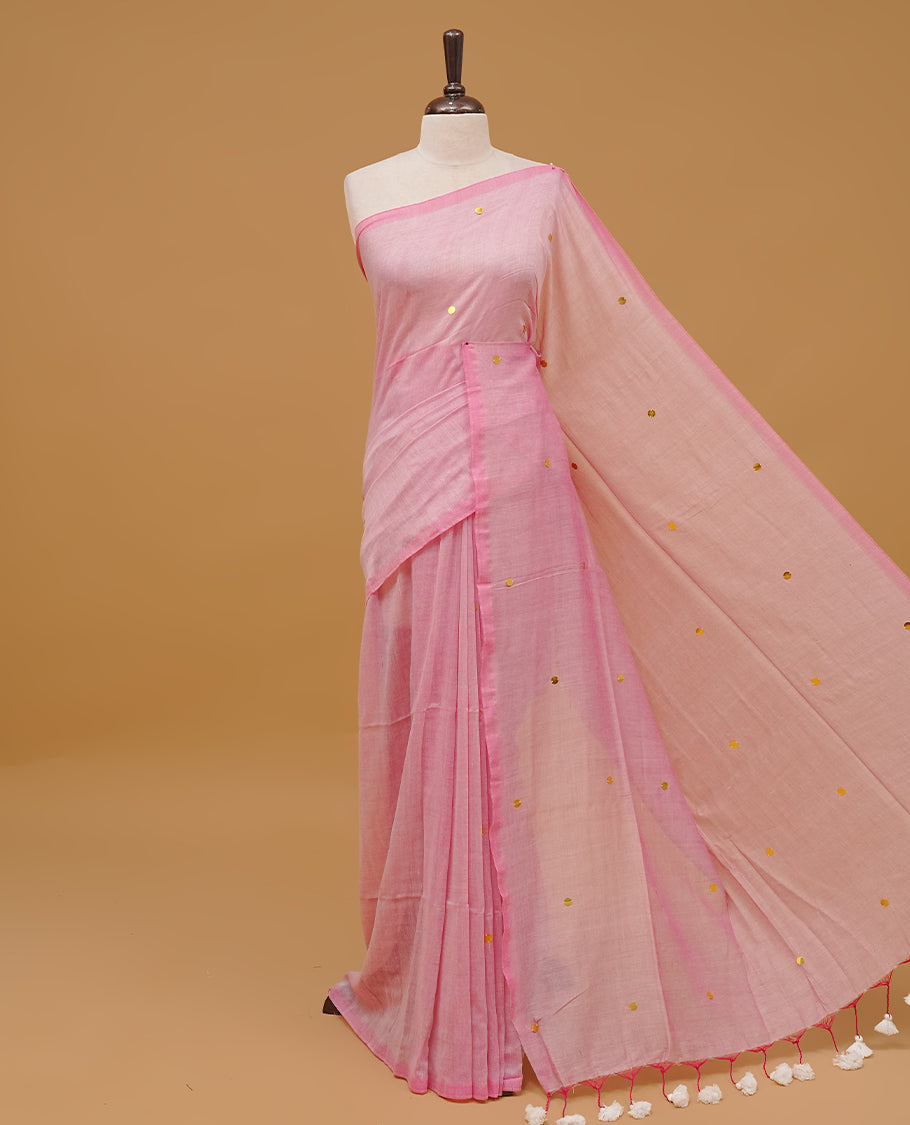 Pink Colour Mul Cotton saree