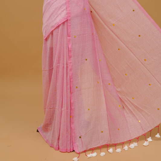Pink Colour Mul Cotton saree