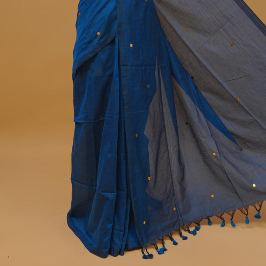 Peacock Blue Colour Mul Cotton saree