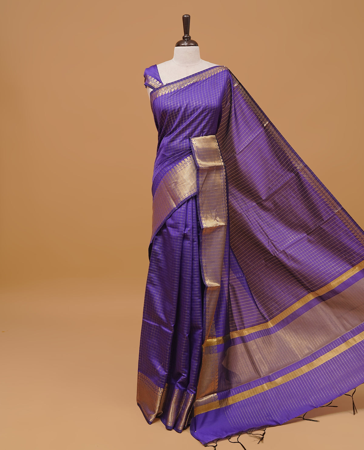 Royal purple colour semi silk saree