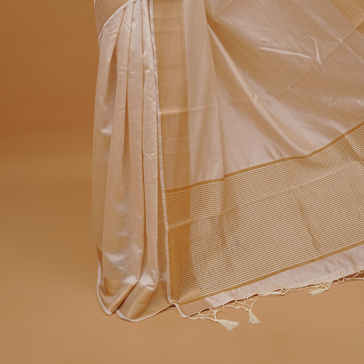 Cream colour Semi Tussar silk saree