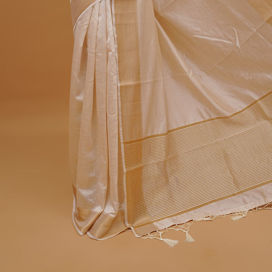 Cream colour Semi Tussar silk saree