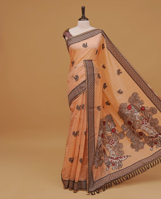 Peach colour  saree