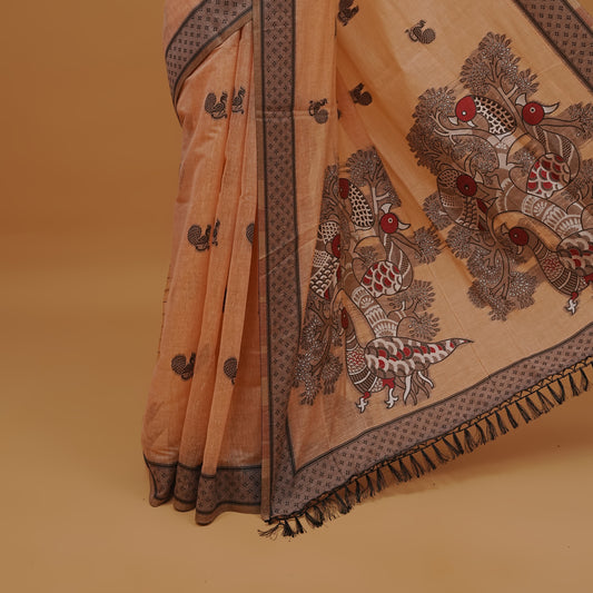 Peach colour  saree