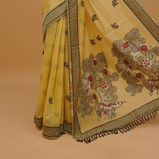 Lime colour saree