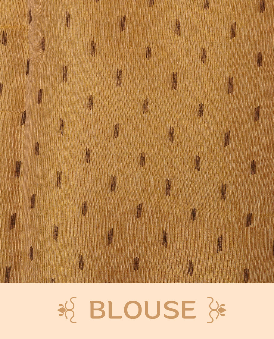 Gold colour semi tissue cotton saree