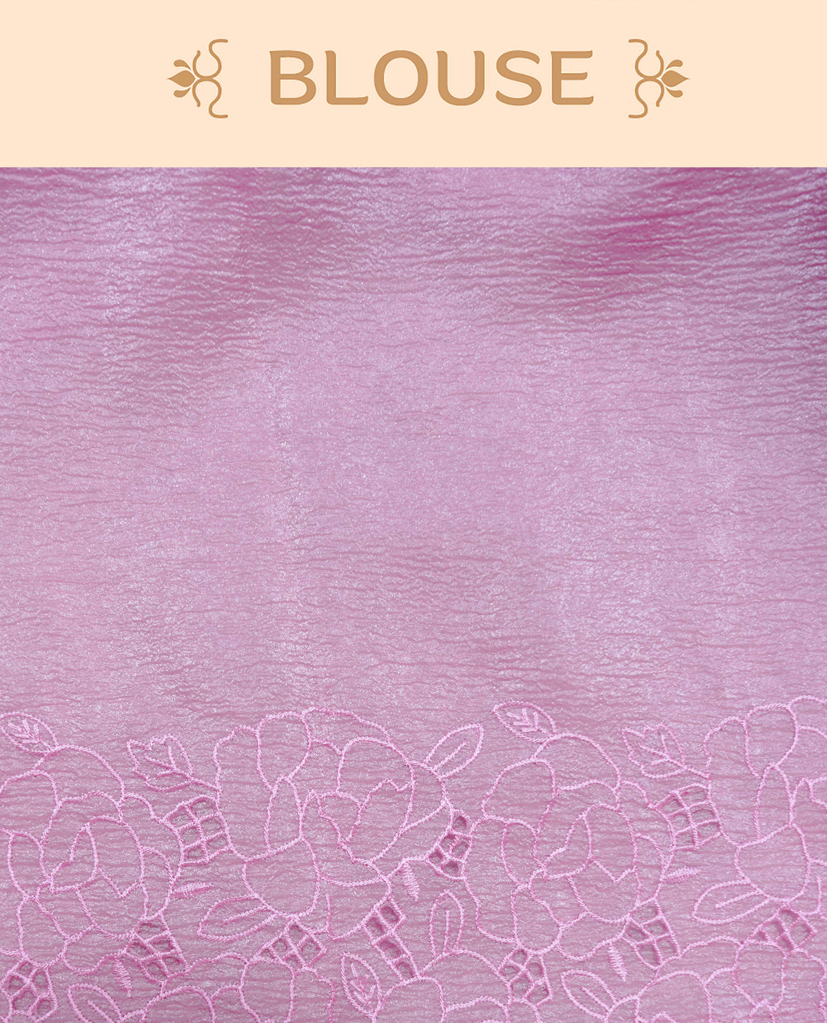 Pastel Pink colour Crush organza saree with Thread work.