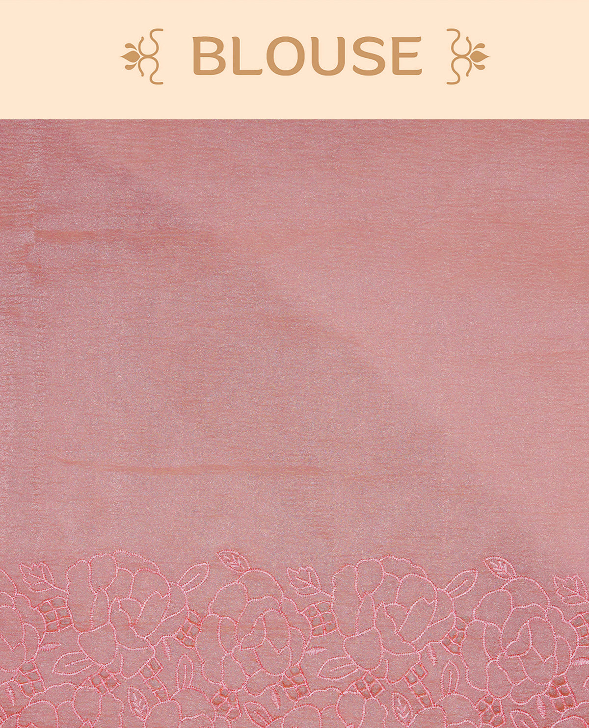 Pastel Peach colour Crush organza saree with Thread work.