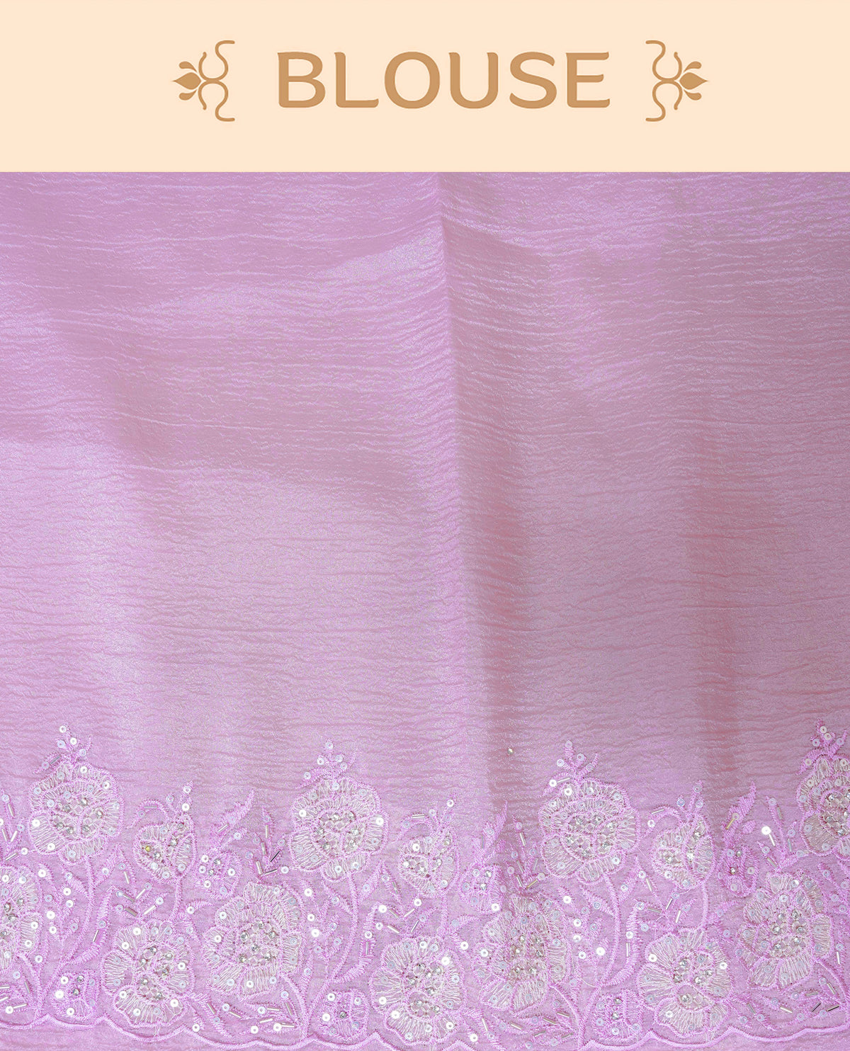 Pastel Lavender colour Crush organza saree with Thread & Cut beat work.