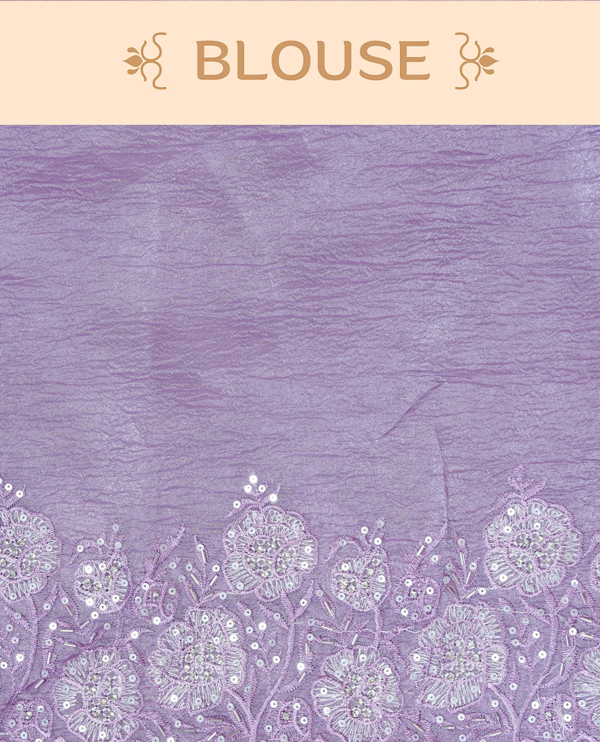 Pastel Purple colour Crush organza saree with Thread & Cut beat work.