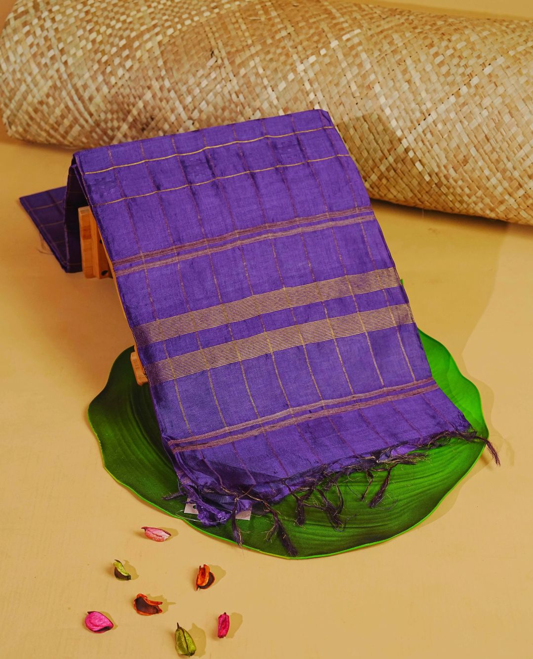 Violet colour fiber silk saree