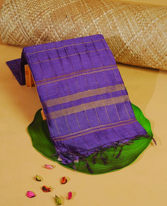Violet colour fiber silk saree
