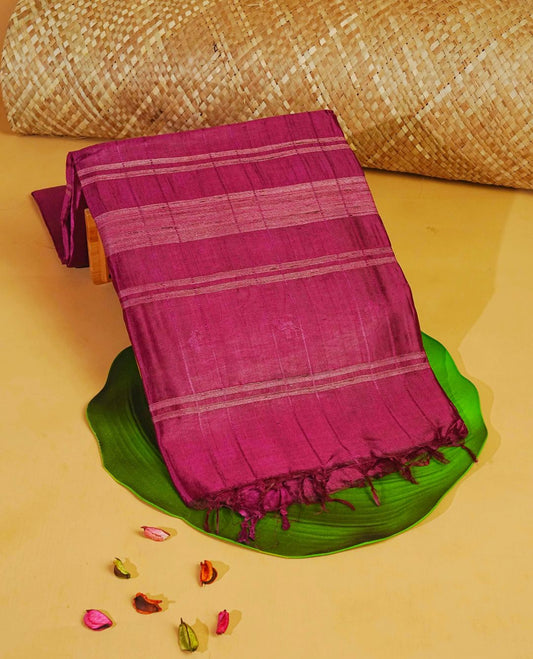 Crimson red colour fiber silk saree