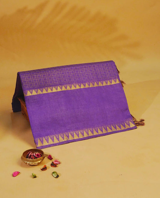 Violet colour Tusser Silk saree
