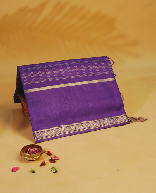 Purple colour Tusser Silk saree