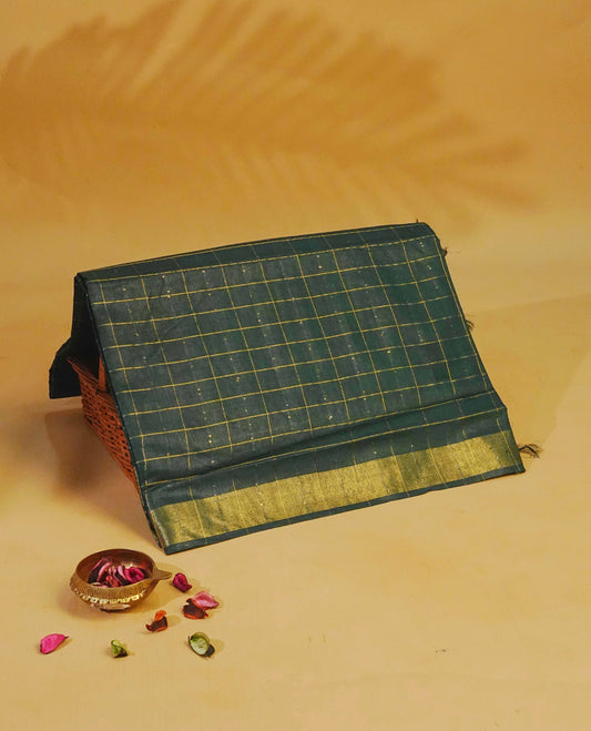 Dark Green colour Tusser Silk saree