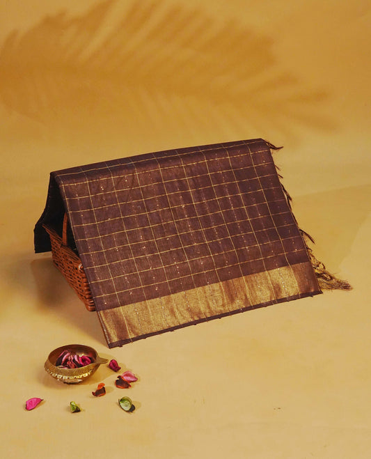 Brown colour Tusser Silk saree