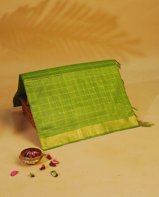 Pistachio green colour Tusser Silk saree