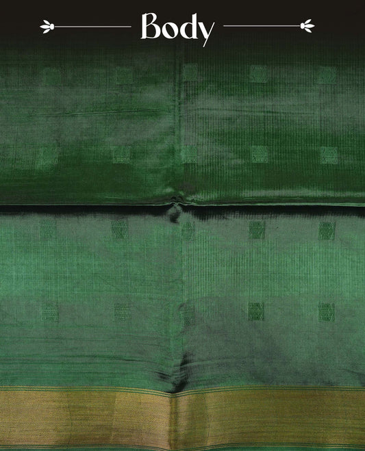 Dark Green colour fiber silk saree