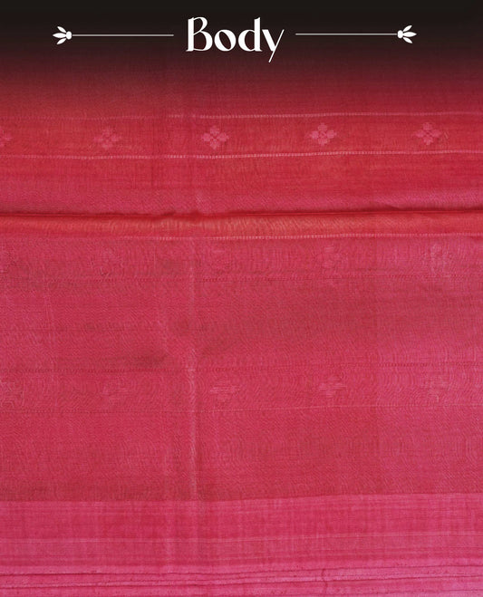 Crimson red colour fiber silk saree