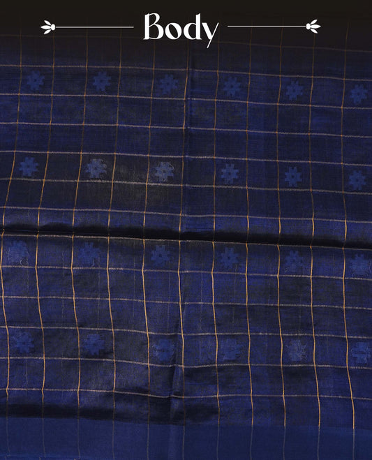 Dark Blue colour fiber silk saree