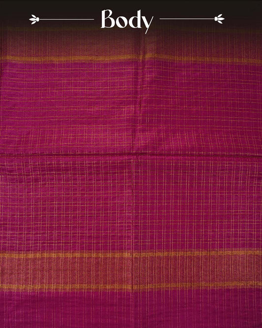 Deep magenta colour Tusser Silk saree