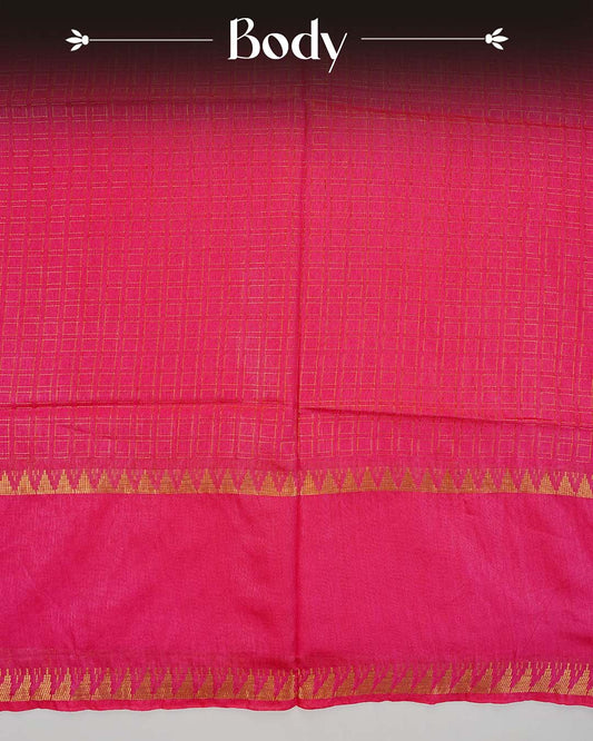 Magenta pink colour Tusser Silk saree