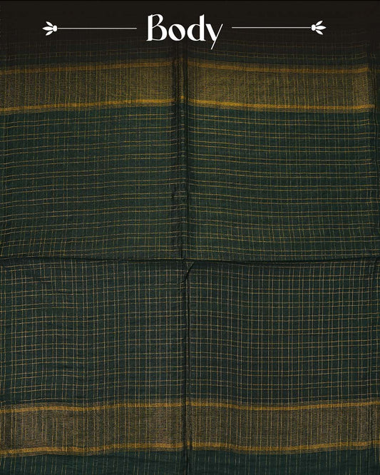 Dark green colour Tusser Silk saree