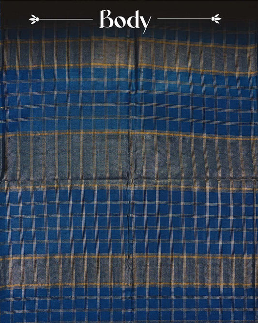 Deep royal Blue colour Tusser Silk saree