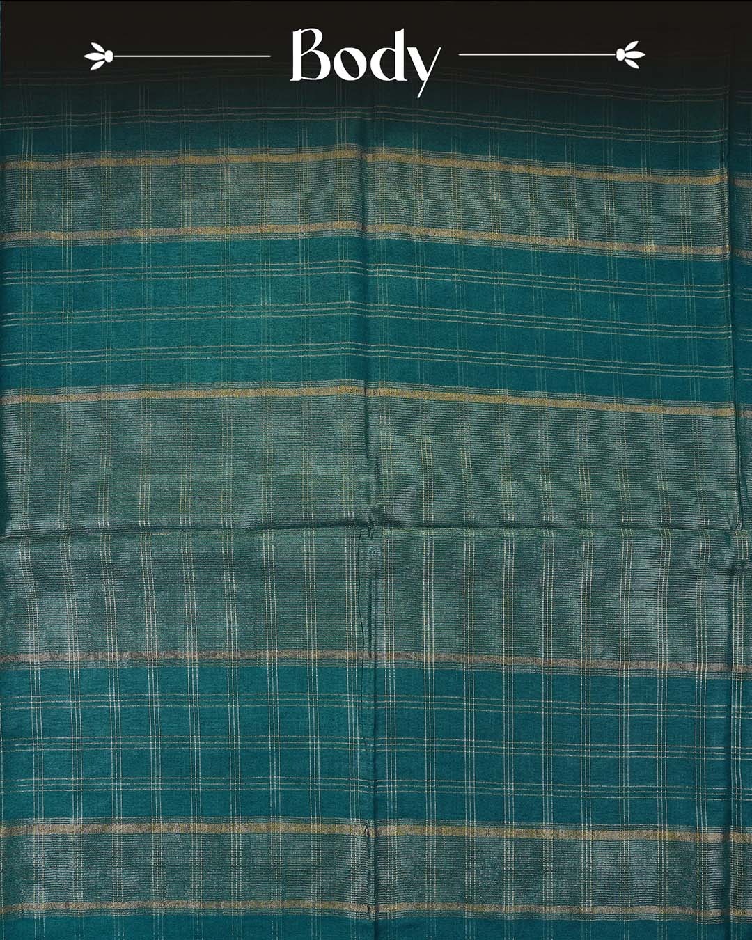 Deep teal colour Tusser Silk saree