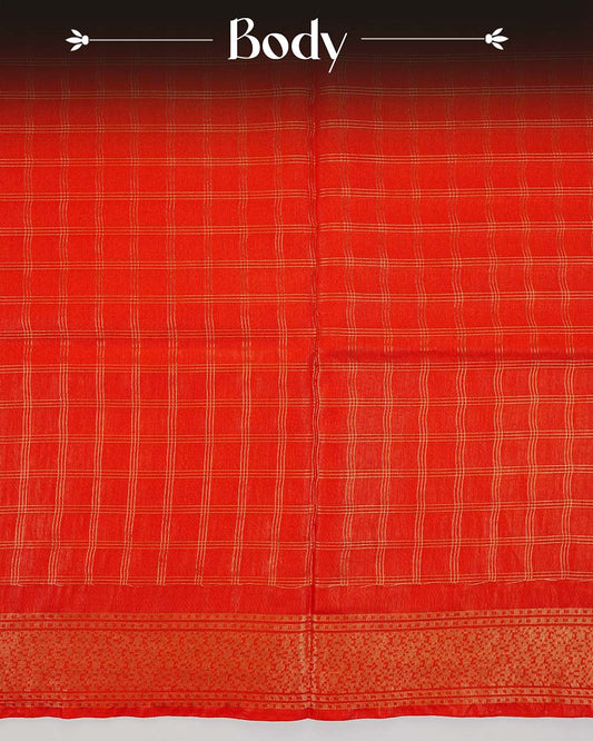Red colour Tusser Silk saree