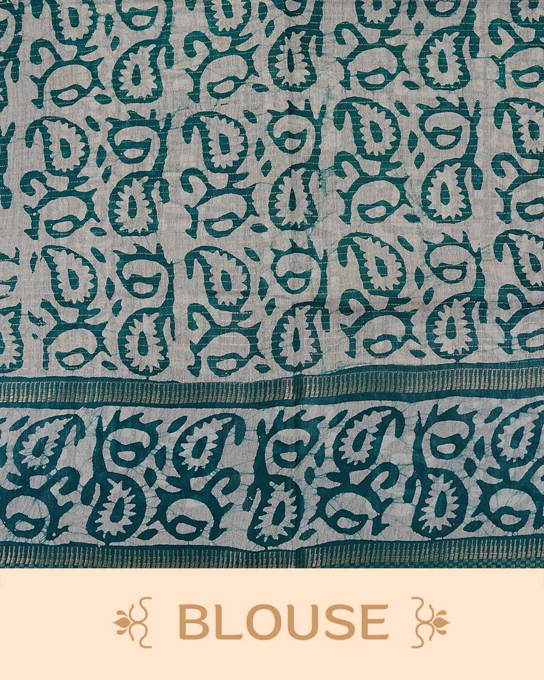 Teal Green colour Tusser Silk saree