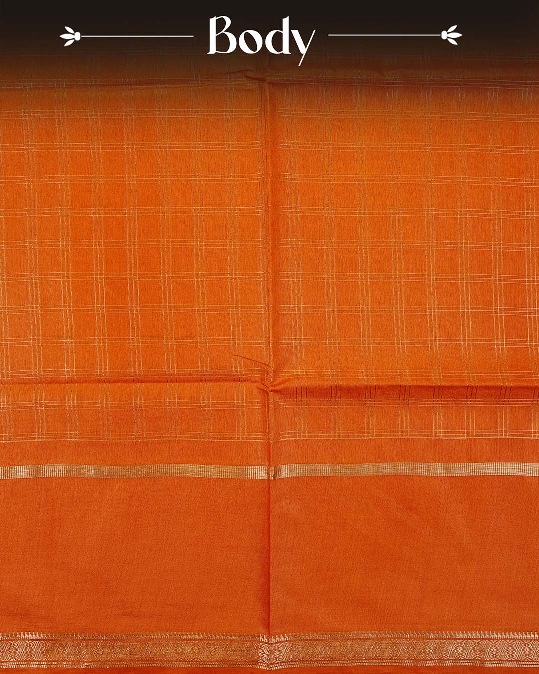 Mustard orange colour Tusser Silk saree