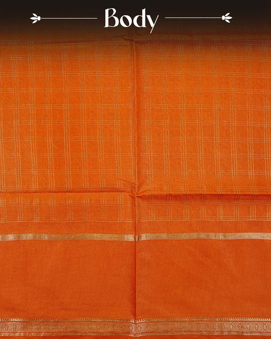Mustard orange colour Tusser Silk saree