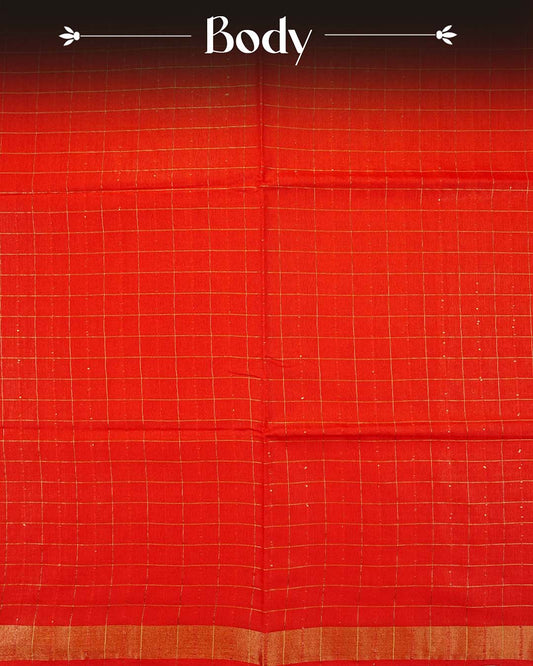 Red colour Tusser Silk saree