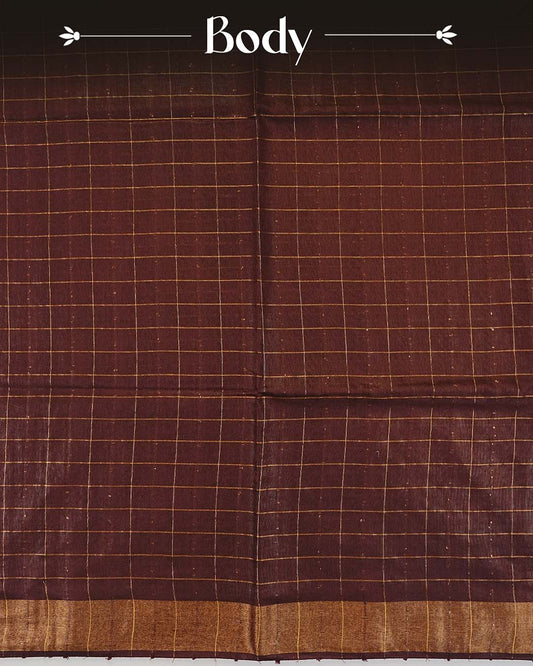 Brown colour Tusser Silk saree