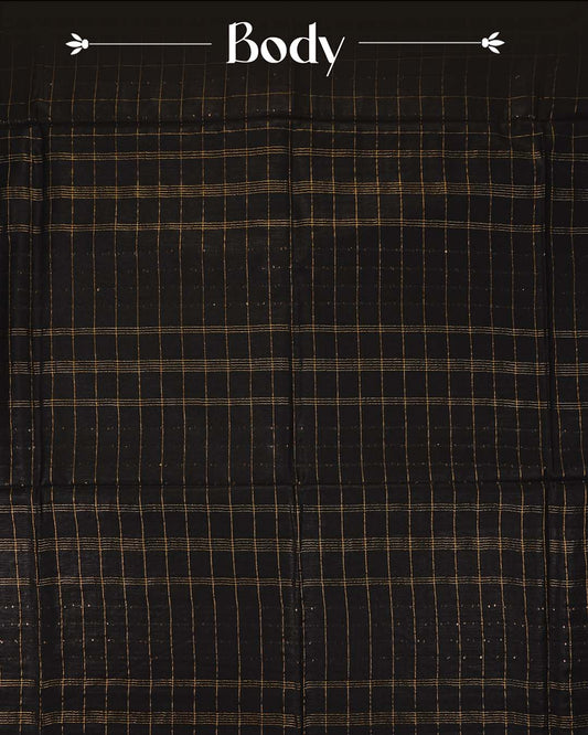 Royal Black colour Tusser Silk saree
