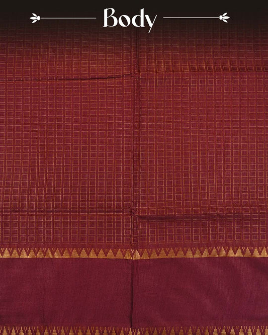 Maroon colour Tusser Silk saree
