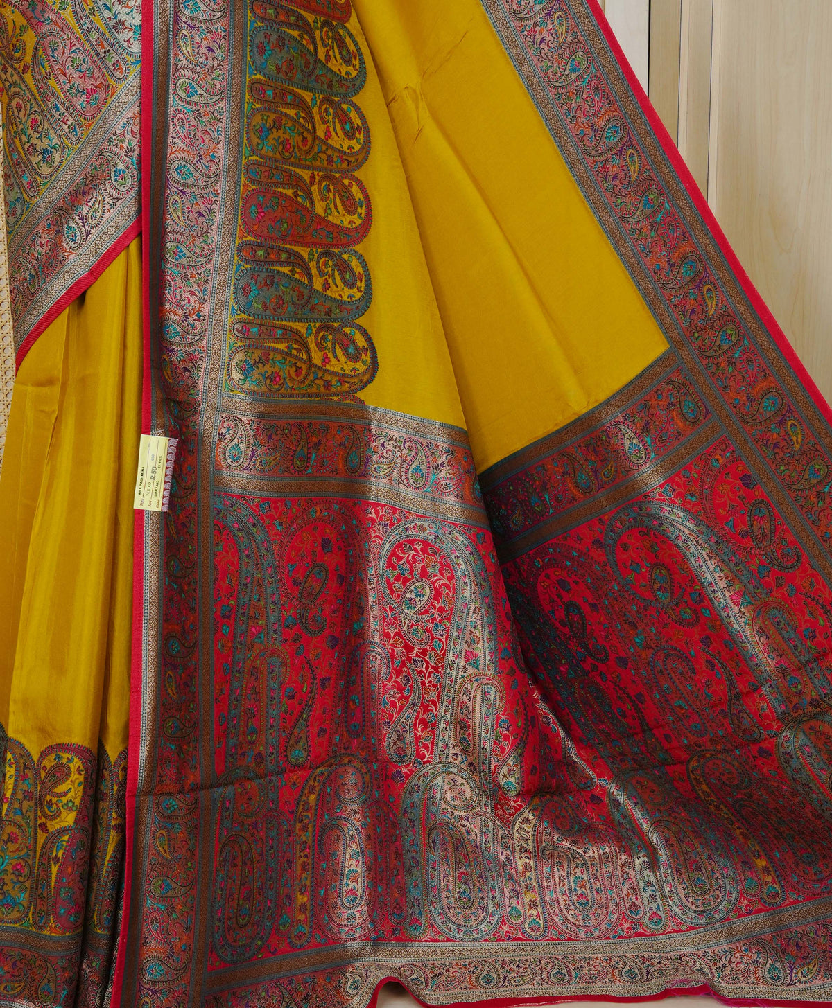 Mustard yellow Colour Pashmina Saree