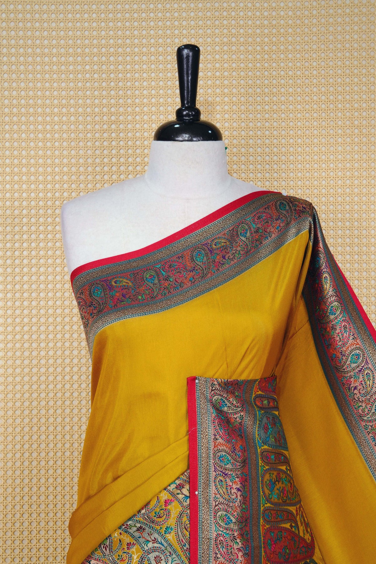 Mustard yellow Colour Pashmina Saree