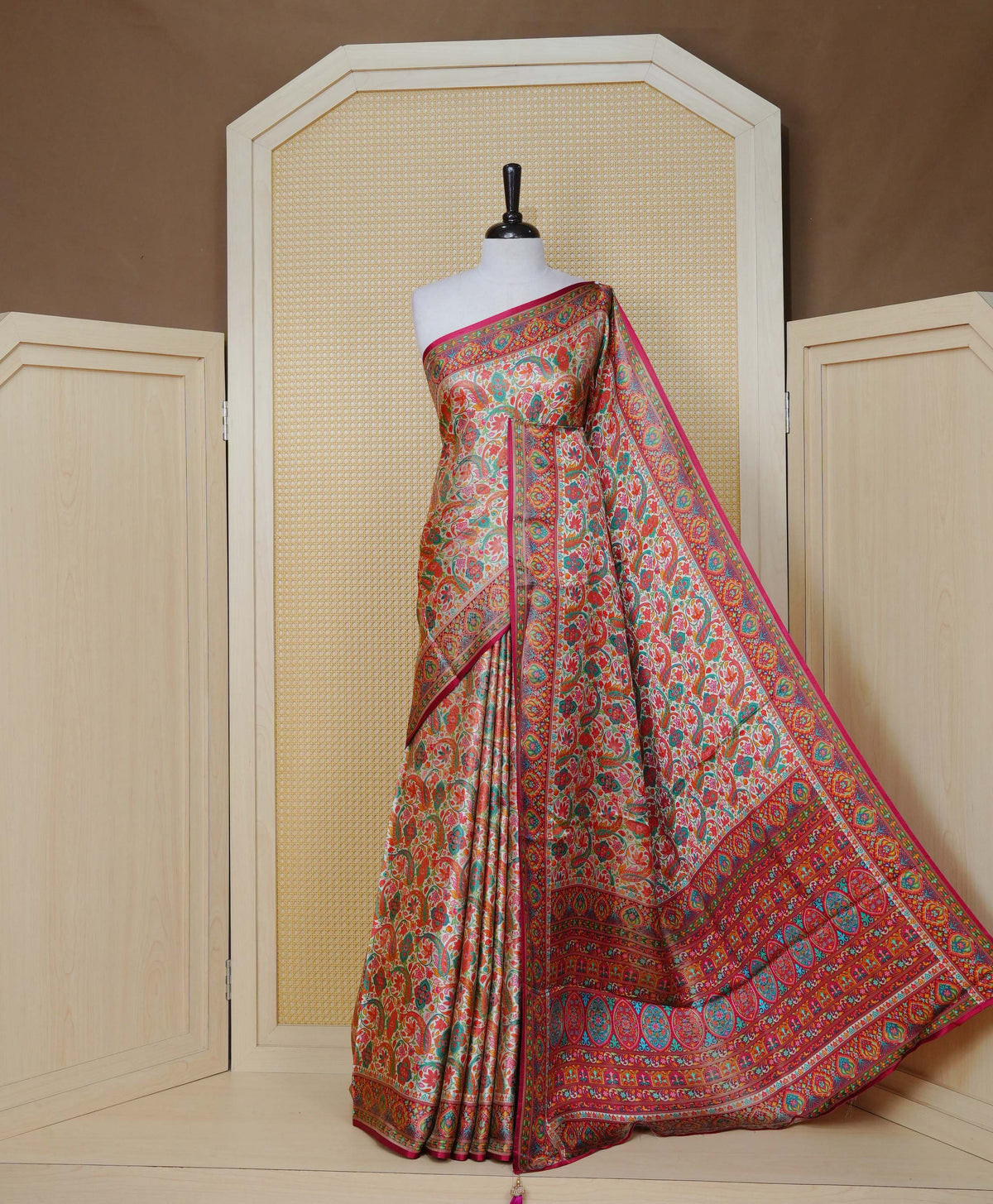 Cream Colour Pashmina Saree