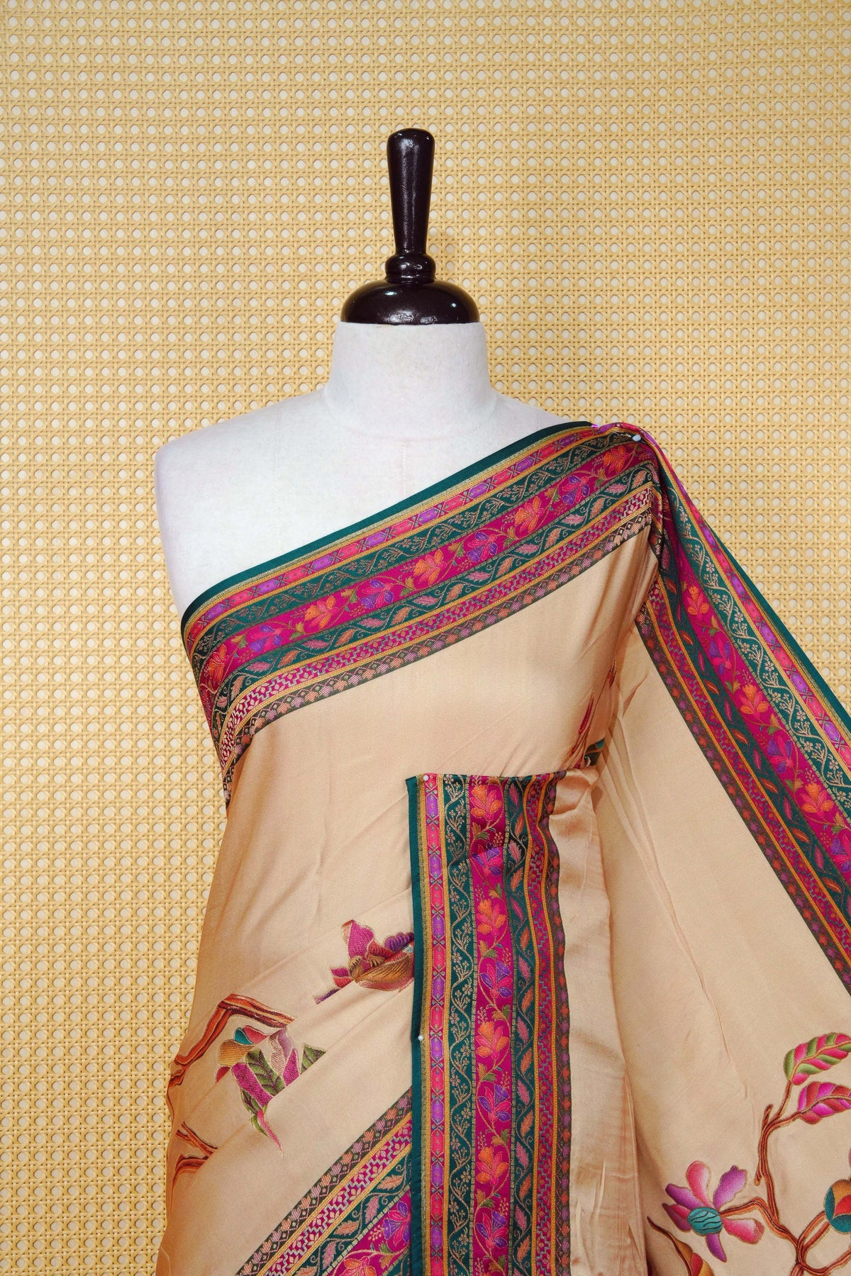 Beige Colour Pashmina Saree