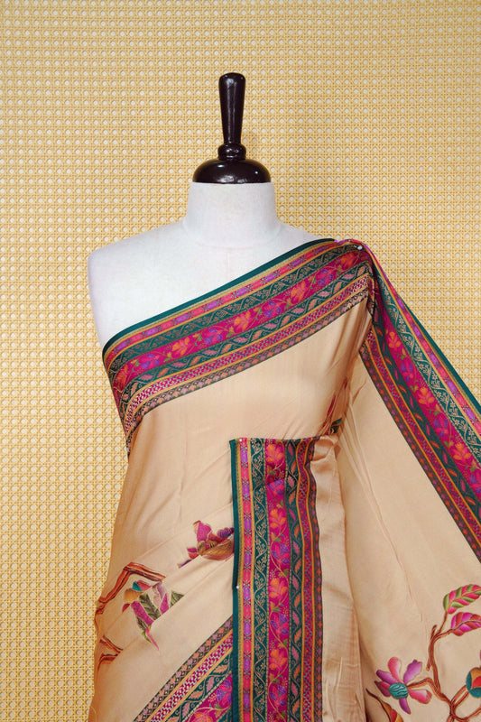 Beige Colour Pashmina Saree