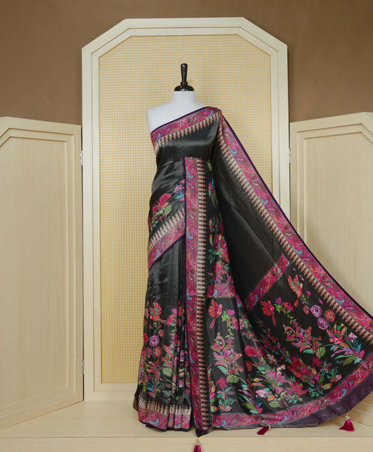 Black Colour Pashmina Saree